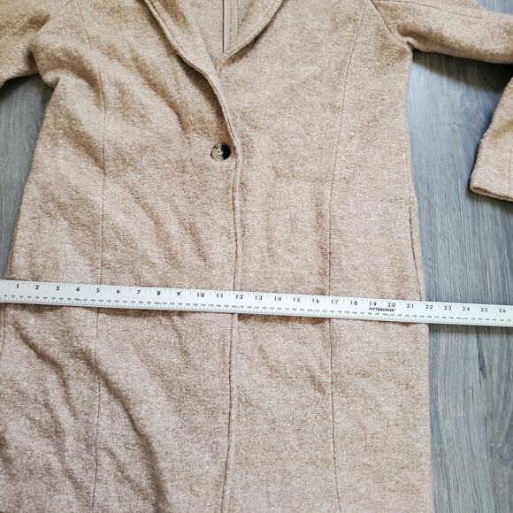 Rachel Zoe Coat Womens Large Tan Wool Blend Single Button Long Overcoat Classic - Picture 5 of 8